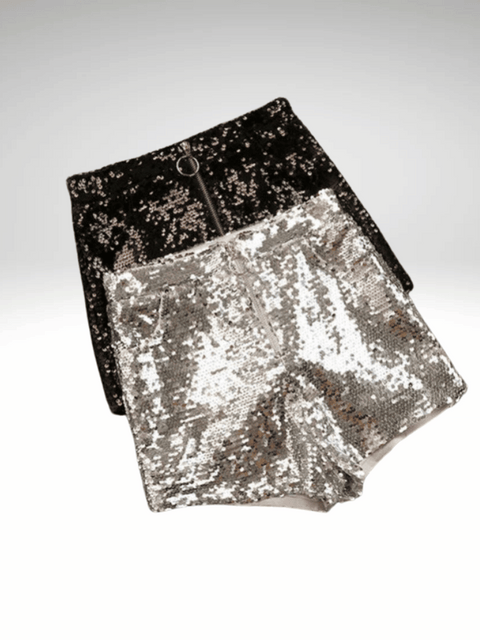 Sequin Zipped Shorts