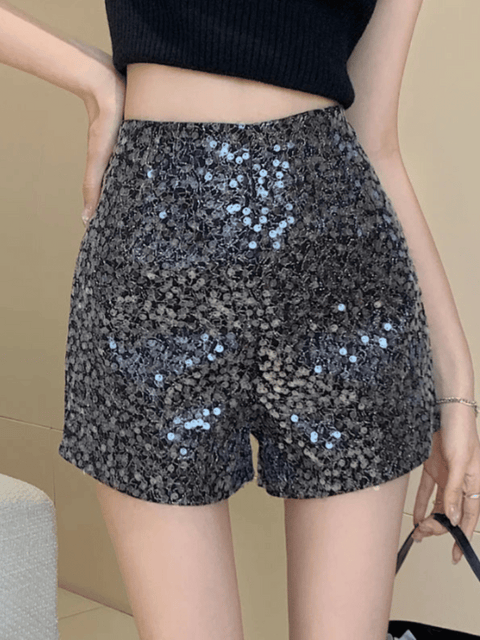 Grey Glitter Shorts Casual