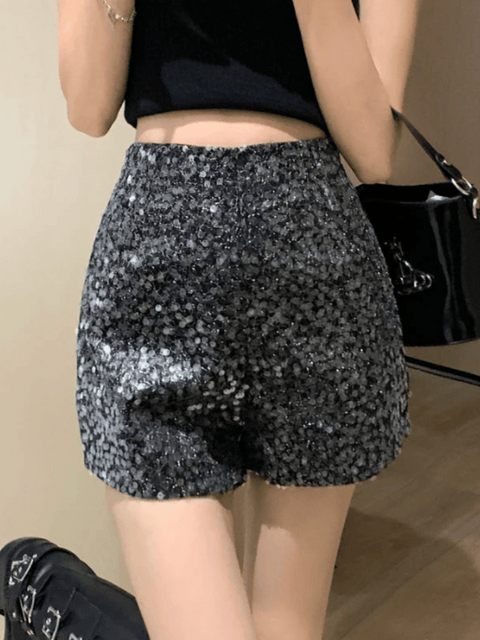 Grey Glitter Shorts Casual