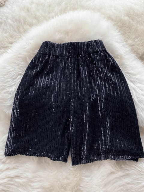 Black Glitter Shorts Elastic