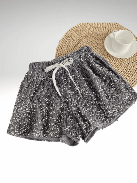 Grey Glitter Shorts Streetwear