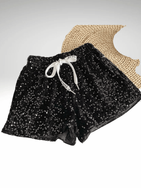 Black Glitter Shorts Streetwear