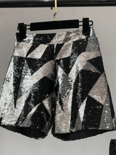 Glitter Shorts Black And Silver