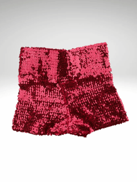 Red Sequin Shorts Slim