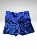 Blue Sequin Shorts Slim