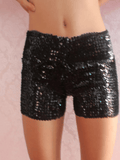 Black Sequin Shorts Slim