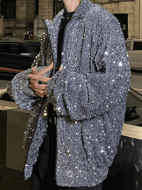 Grey Glitter Jacket Mens