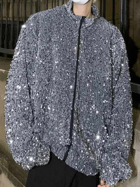 Grey Glitter Jacket Mens