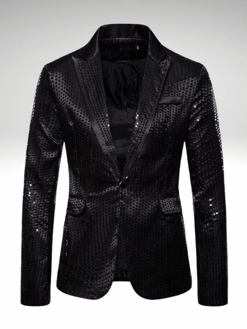 Black Sequin Jacket For Mens