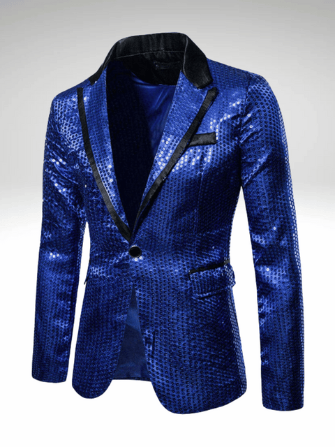 Blue Sequin Jacket For Mens