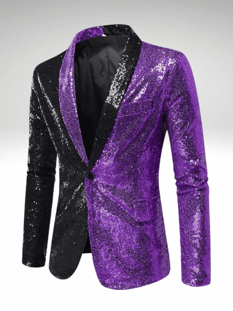 Purple Glitter Blazer For Men