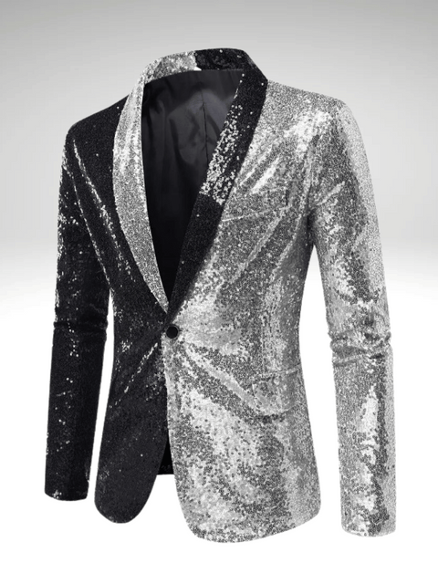 Silver Glitter Blazer For Men