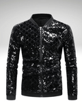 Black Mens Sequin Bomber Jackets