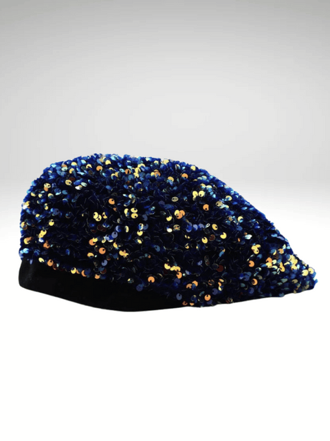 Blue Sequin Beret Hat Women