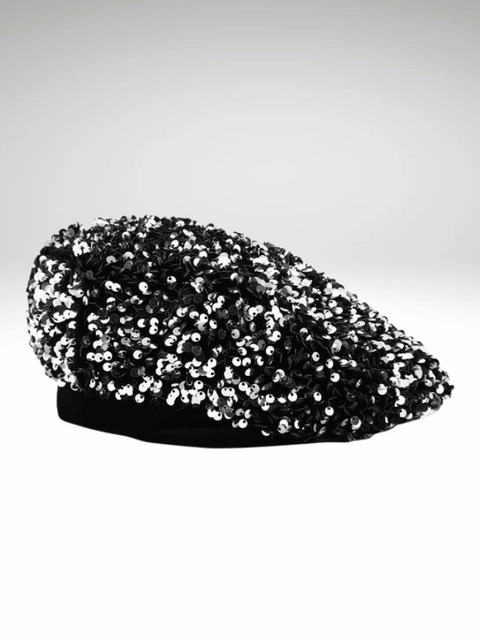 Silver Sequin Beret Hat Women