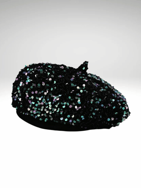 Green Sequin Beret Hat Women