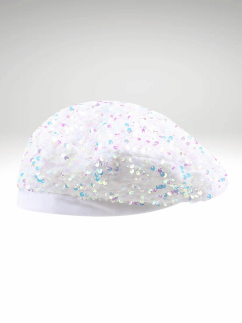 White Sequin Beret Hat