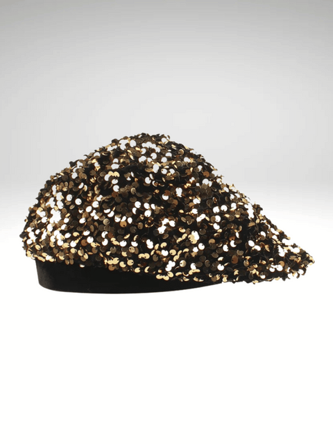 Gold Sequin Beret Hat