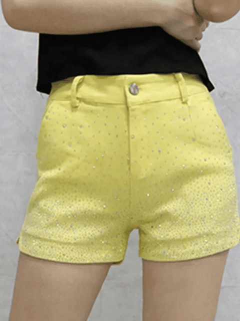 Yellow Diamond Shorts Denim