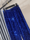 Blue Glitter Pants Velvet