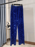 Blue Glitter Pants Velvet