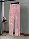 Pink Glitter Pants Velvet