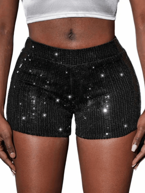 Black Sequin Shorts Women