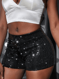 Black Sequin Shorts Women