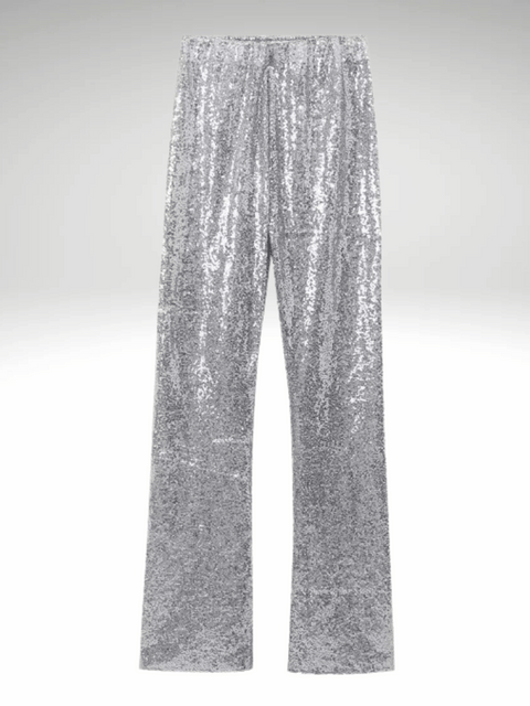 Silver Casual Sequin Pant