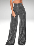 Grey Glitter Pants High Waisted