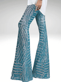 Turquoise Sequin Stripe Pants