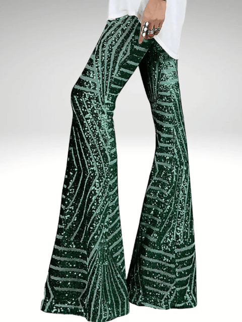 Green Sequin Stripe Pants