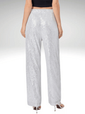 White Wide Leg Sequin Pants