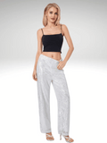 White Wide Leg Sequin Pants