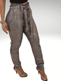 Ochre Women's Sequined Pants With Elastic