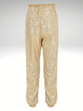 Gold Women's Sequinned Pants With Elastic