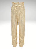 Gold Women's Sequinned Pants With Elastic