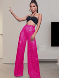 Pink High Waisted Sequined Pants