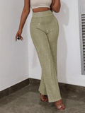 Gold Women's High Waisted Sequined Pants