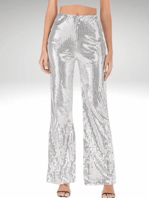 Silver Sequin Pants For Women