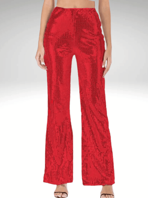 Red Sequin Pants For Women