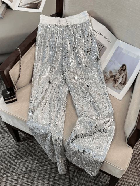 White Sequin Pants