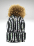 Rhinestones Beanie Pom Pom