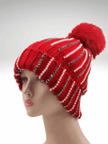 Rhinestones Beanie Pom Pom