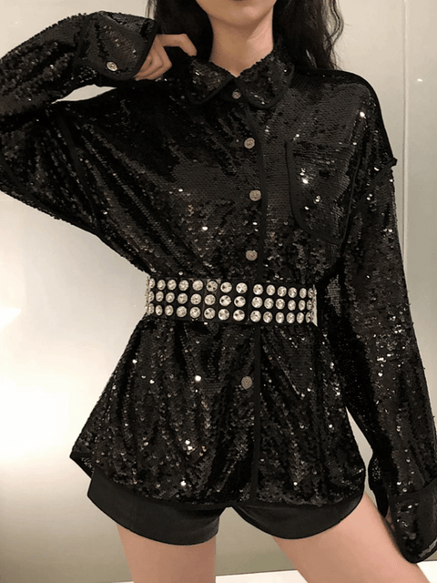 Women's Sequin Shirt Black