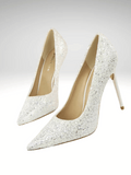 White Glitter Heeled Shoes