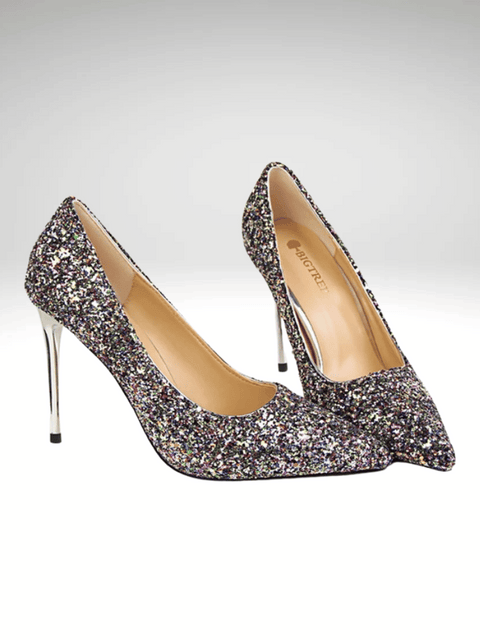 Multicolor Glitter Heeled Shoes