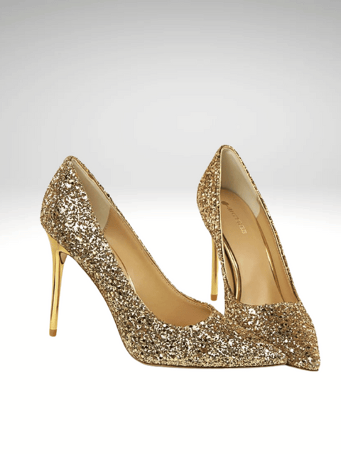 Gold Glitter Heeled Shoes