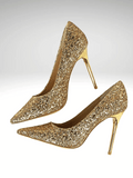 Gold Glitter Heeled Shoes