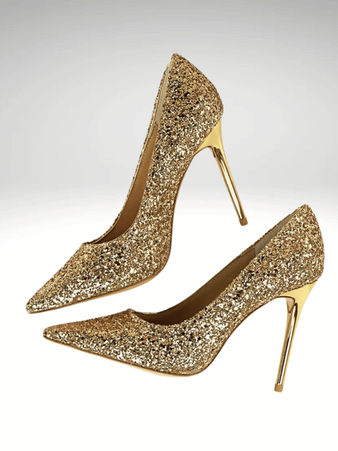 Gold Glitter Heeled Shoes